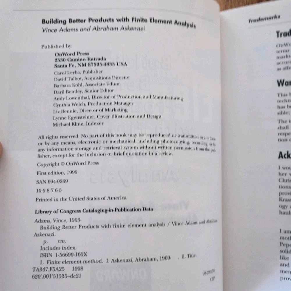 Building Better Products with Finite Element Analysis Adams 1999 1st Ed OnWord